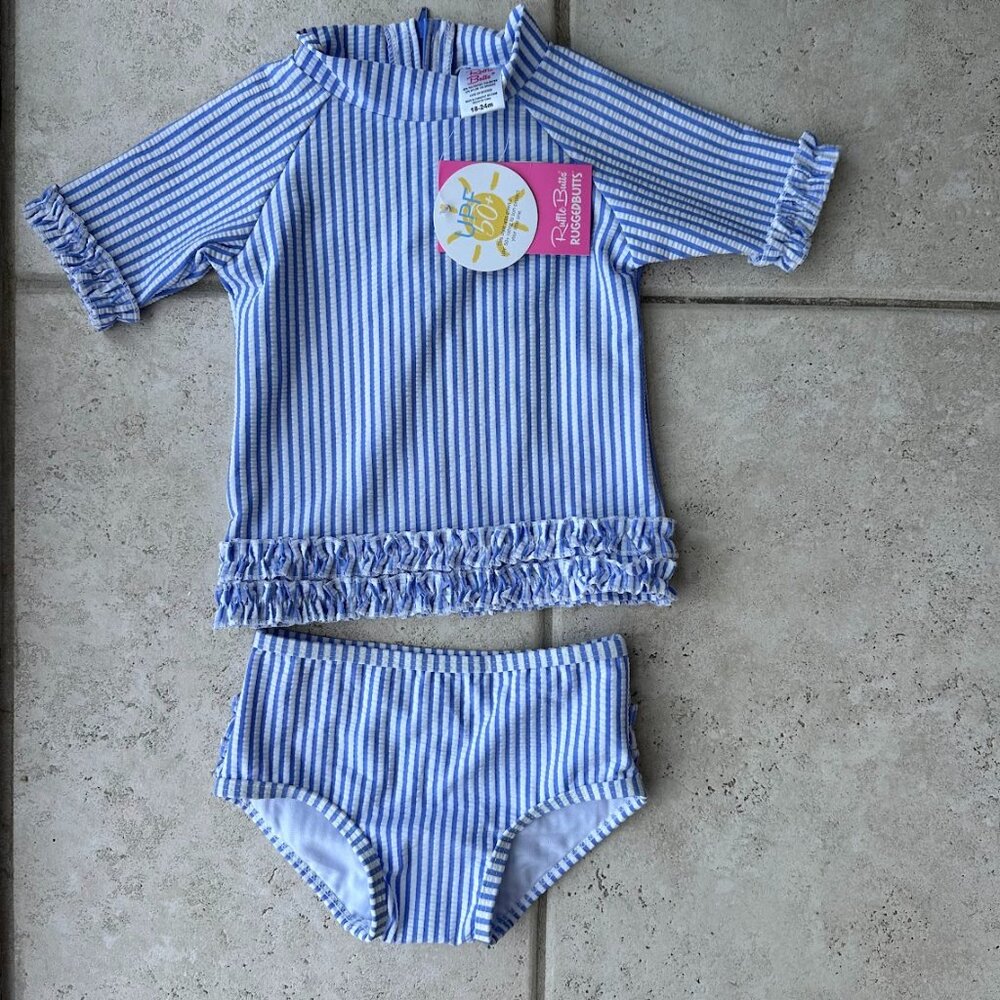 Ruffle Butts Rash Guard Kids Girls Swimsuit 18M-24M